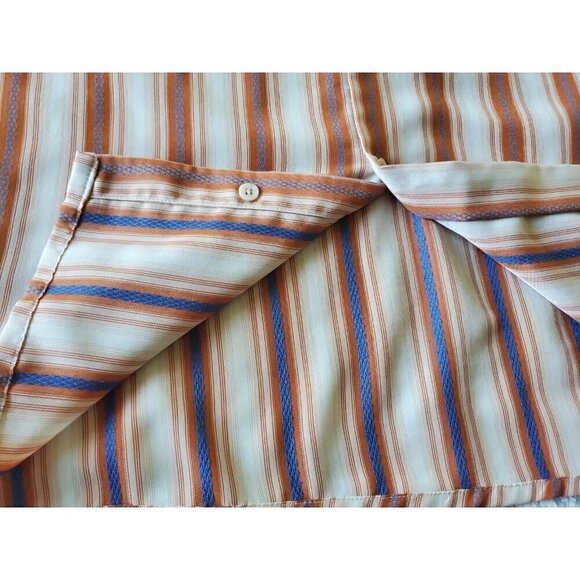 Bruno Shirt Mens Size 4x Short Sleeve Button Sueded Microfiber Striped Orange - Picture 7 of 12